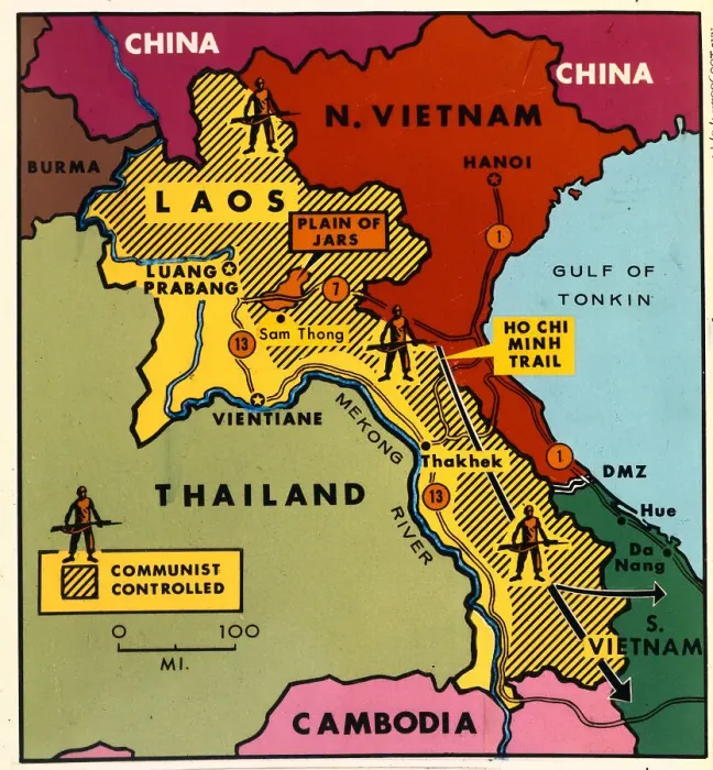 Framed Print : Map of Communist-Controlled Laos Framed Print : Map of Communist-Controlled Laos