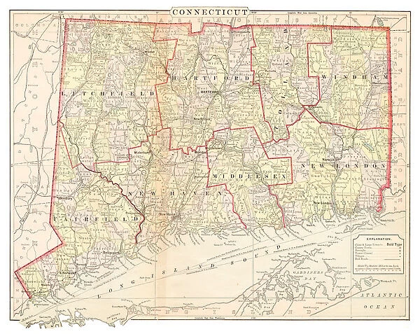Map of Connecticut 1877