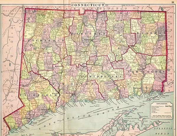 Map of Connecticut 1883