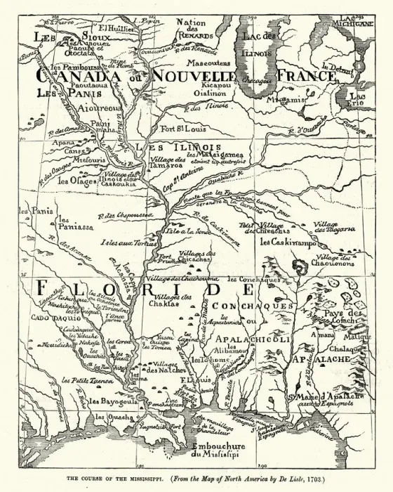 Framed Print : Map of the course of the Mississippi, 1703, 18th Century Framed Print : Map of the course of the Mississippi, 1703, 18th Century