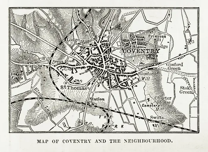 Framed Print : Map of Coventry in Warwickshire, England Victorian Engraving, 1840 Framed Print : Map of Coventry in Warwickshire, England Victorian Engraving, 1840