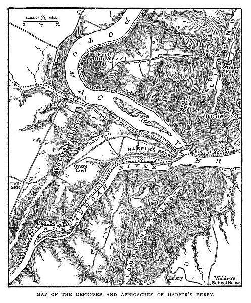 Map of the defenses and approaches of Harpers Ferry during the American Civil War
