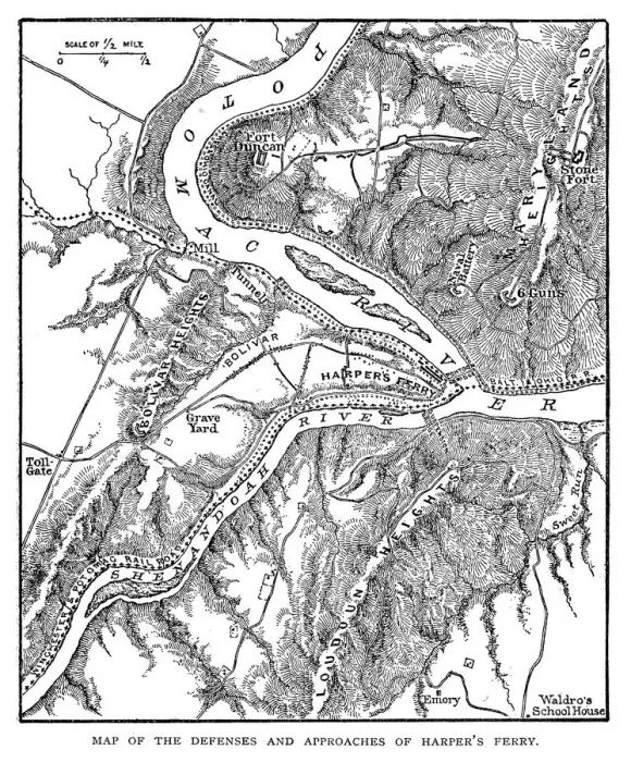 Framed Print : Map of the defenses and approaches of Harpers Ferry during the American Civil War Framed Print : Map of the defenses and approaches of Harpers Ferry during the American Civil War