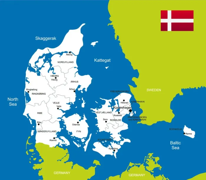 Framed Print : Map of Denmark