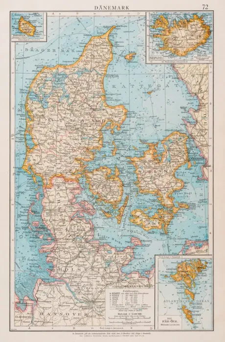 Framed Print : Map of Denmark 1896 Framed Print : Map of Denmark 1896
