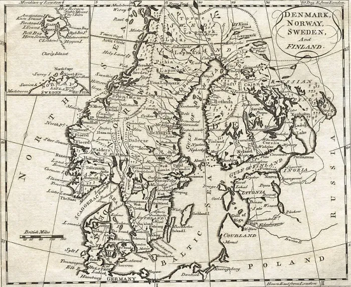Framed Print : Map of Denmark, Norway, Sweden and Finland Framed Print : Map of Denmark, Norway, Sweden and Finland