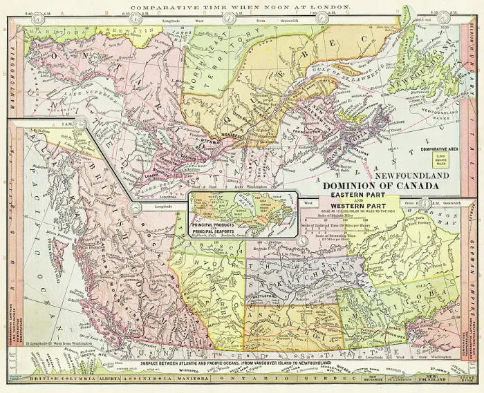 Framed Print : Map of dominion of Canada 1886