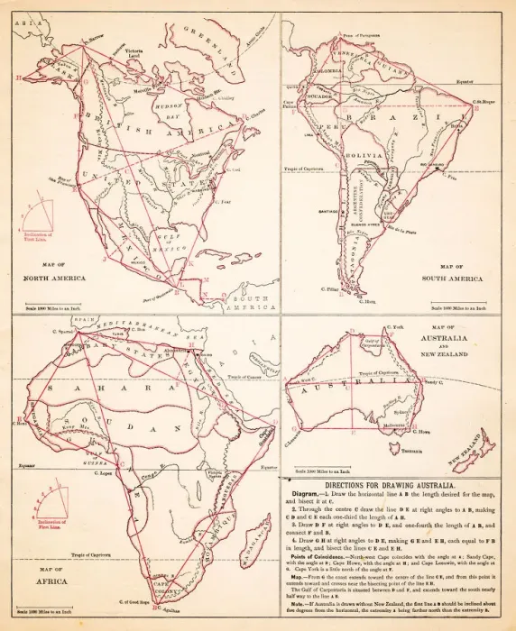 Framed Print : Map drawing Africa North America Australia hemispheres 1881 Framed Print : Map drawing Africa North America Australia hemispheres 1881
