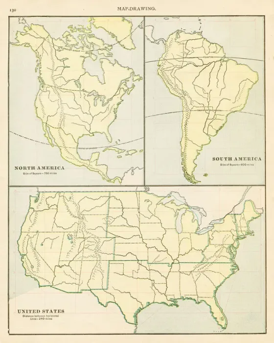 Framed Print : Map Drawings North and South America 1899 Framed Print : Map Drawings North and South America 1899