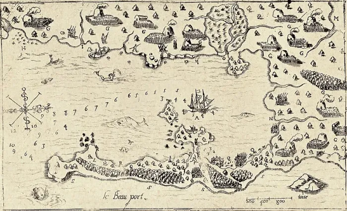 Framed Print : Map Drawn by Samuel de Champlain Framed Print : Map Drawn by Samuel de Champlain