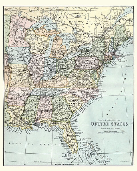 Map of the Eastern United States of America, 19th Century