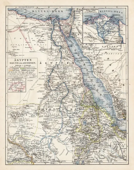 Framed Print : Map of Egypt and Darfur 1900 Framed Print : Map of Egypt and Darfur 1900