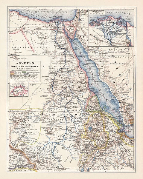 Map of Egypt, Darfur, and Abyssinia, lithograph, published in 1897
