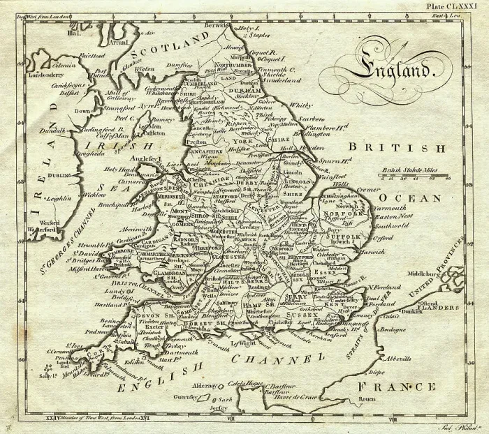 Framed Print : Map of England Framed Print : Map of England