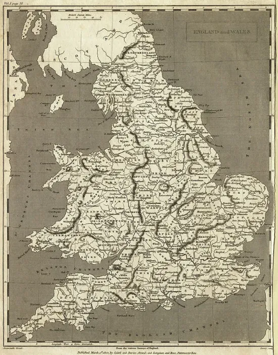Framed Print : Map of England and Wales from 1802 Framed Print : Map of England and Wales from 1802