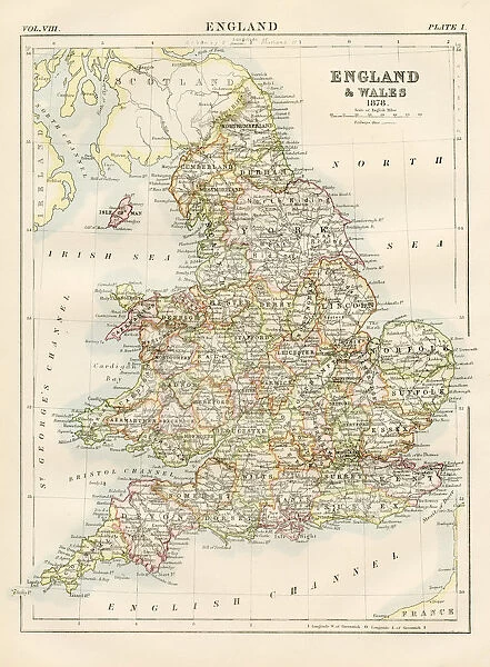 Map of England and Wales in 1878