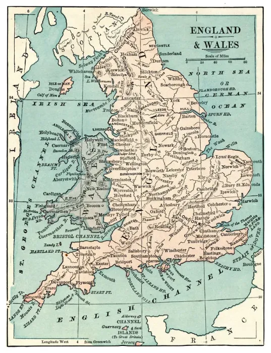 Framed Print : Map of England and Wales 1889