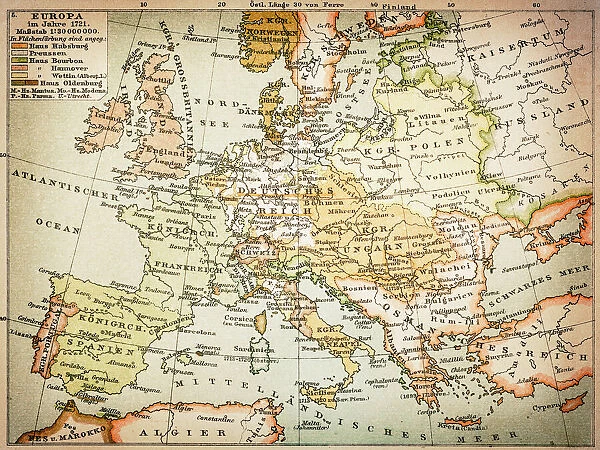 Map of Europe 1721