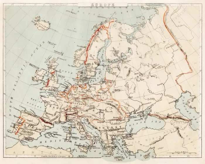 Framed Print : Map of Europe 1869 Framed Print : Map of Europe 1869