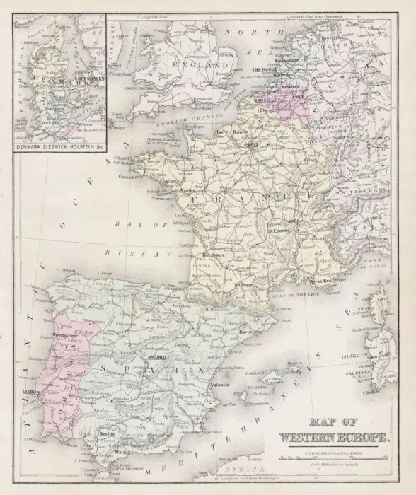 Framed Print : Map of Europe 1877 Framed Print : Map of Europe 1877
