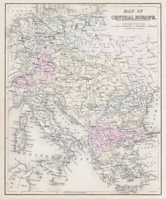 Framed Print : Map of Europe 1877 Framed Print : Map of Europe 1877