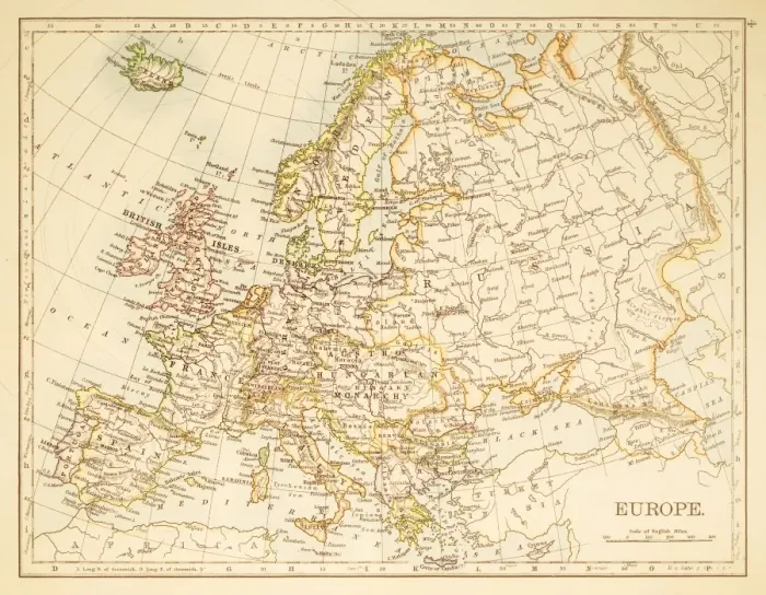 Framed Print : Map of Europe 1897 Framed Print : Map of Europe 1897