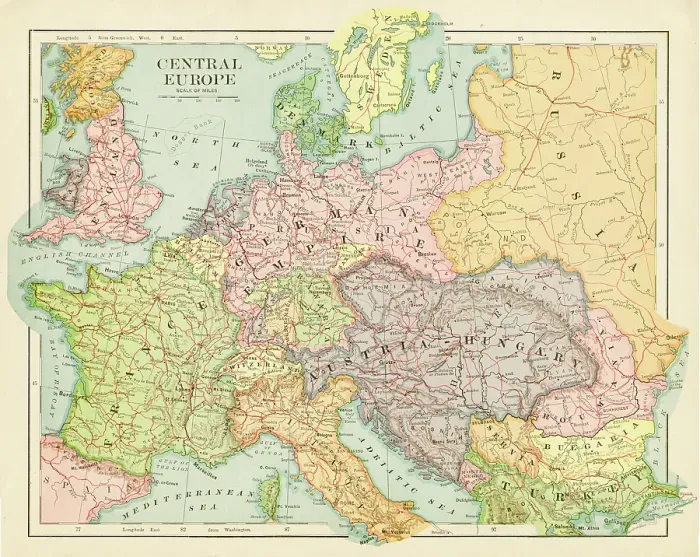 Framed Print : Map of Europe 1899 Framed Print : Map of Europe 1899