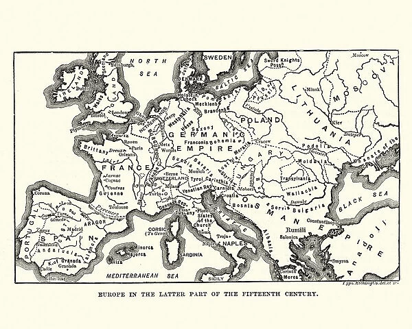 Map of Europe in late 15th Century