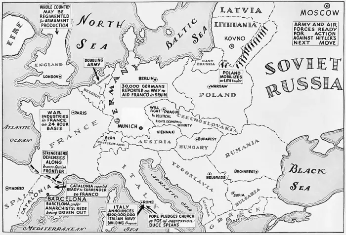 Framed Print : Map of Europe Shortly Before German Invasion of Poland Framed Print : Map of Europe Shortly Before German Invasion of Poland