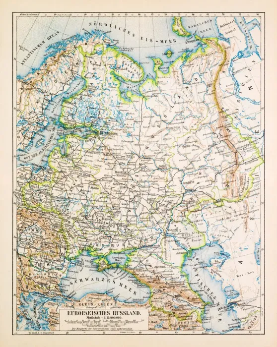 Framed Print : Map of European Russia 1896 Framed Print : Map of European Russia 1896