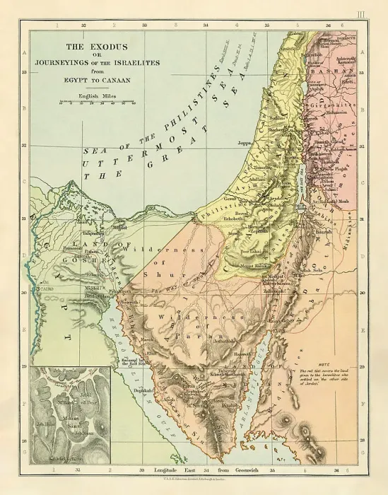 Framed Print : Map of The Exodus or Journeyings of the Israelites from Egypt into Canaan Framed Print : Map of The Exodus or Journeyings of the Israelites from Egypt into Canaan