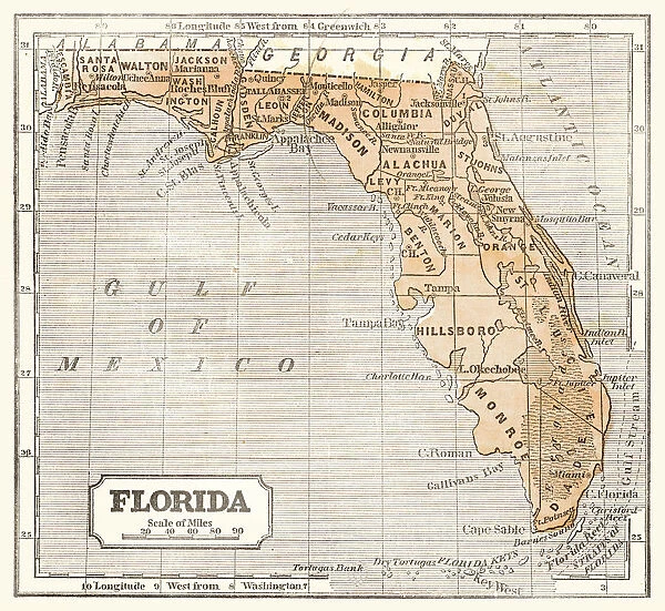 Map of Florida 1855