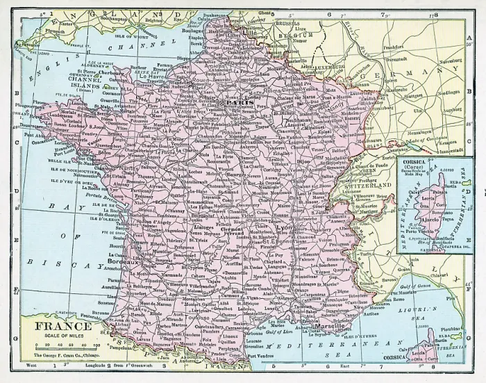 Framed Print : Map Of France And Corsica Framed Print : Map Of France And Corsica