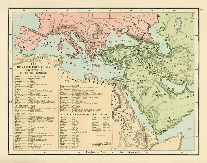 Framed Print : Map of the Gentile Countries and Nations of the Old Testament