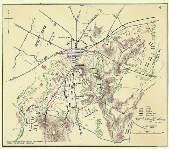 Framed Print : Map Of Gettysburg with Troop Positions Framed Print : Map Of Gettysburg with Troop Positions