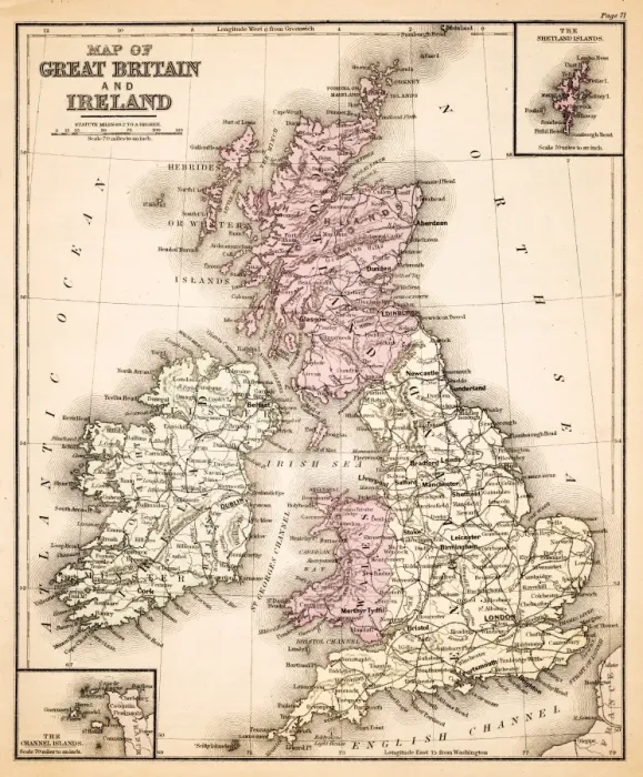Framed Print : Map of Great Britain and Ireland 1883 Framed Print : Map of Great Britain and Ireland 1883