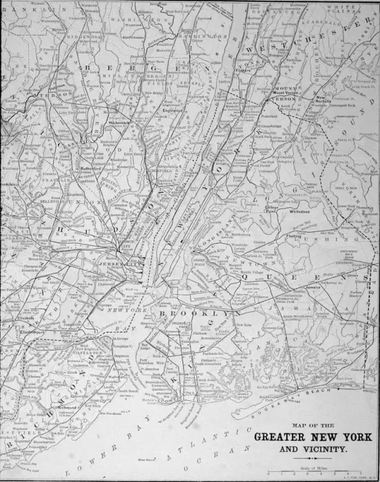 Framed Print : Map Of Greater New York In 1890s Framed Print : Map Of Greater New York In 1890s