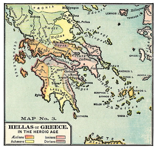 Map of Greece in the Heroic age 1889