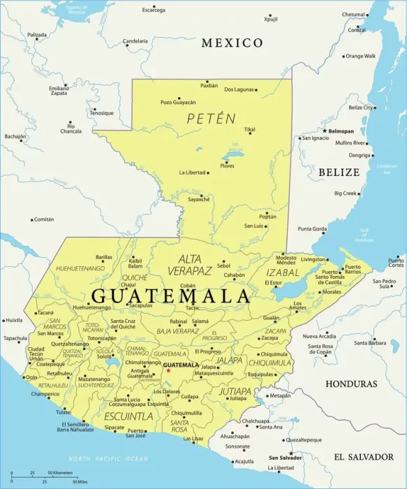 Framed Print : Map of Guatemala - Vector Framed Print : Map of Guatemala - Vector