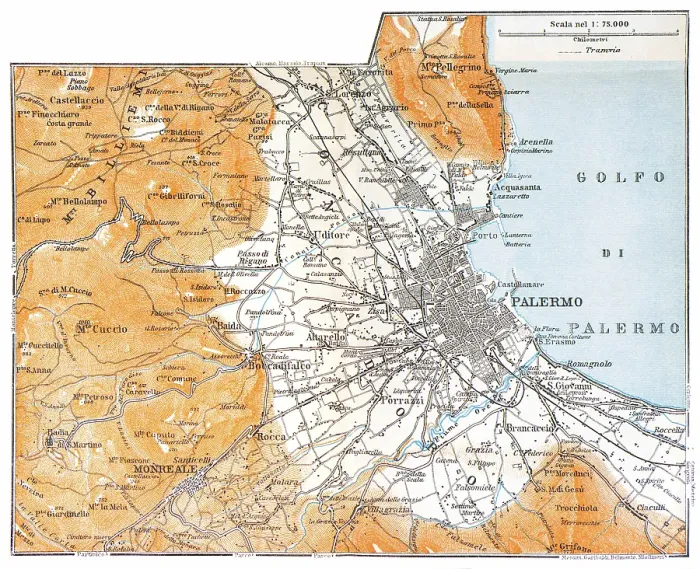 Framed Print : Map of the Gulf and city of Palermo, Italy - 1893 Framed Print : Map of the Gulf and city of Palermo, Italy - 1893