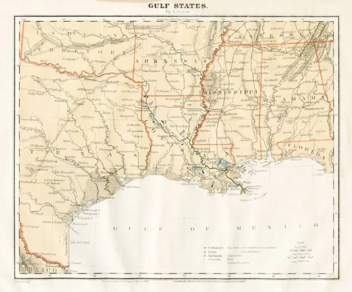 Framed Print : Map the Gulf States 1868 Framed Print : Map the Gulf States 1868