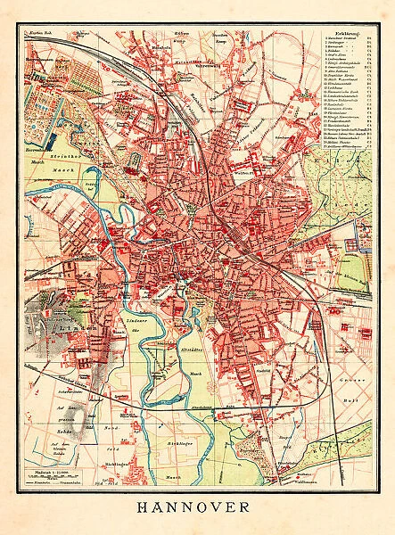Map of Hannover Germany 1898