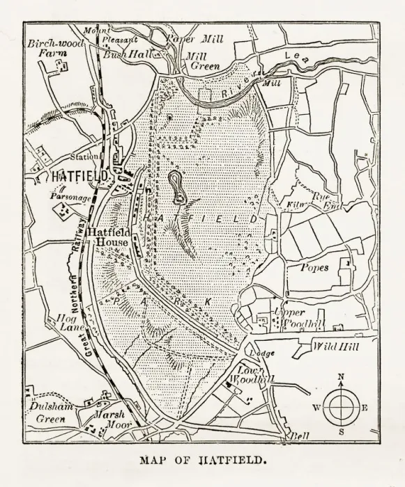 Framed Print : Map of Hatfield, Hertfordshire, England Victorian Engraving, 1840 Framed Print : Map of Hatfield, Hertfordshire, England Victorian Engraving, 1840