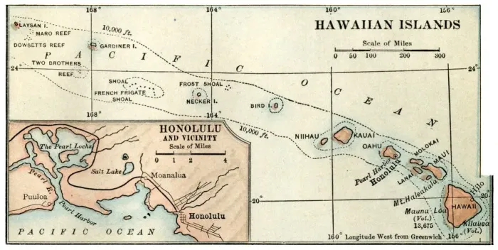 Framed Print : Map of Hawaii 1898 Framed Print : Map of Hawaii 1898
