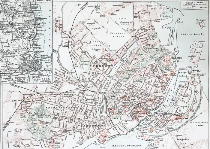 Framed Print : A Map of Historic Copenhagen, Denmark, Historic, Digitally restored reproduction of an original 19th century original Framed Print : A Map of Historic Copenhagen, Denmark, Historic, Digitally restored reproduction of an original 19th century original