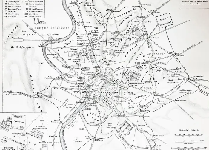 Framed Print : Map of Historic Rome, Italy, Historic, digitally restored reproduction of an original 19th century original Framed Print : Map of Historic Rome, Italy, Historic, digitally restored reproduction of an original 19th century original