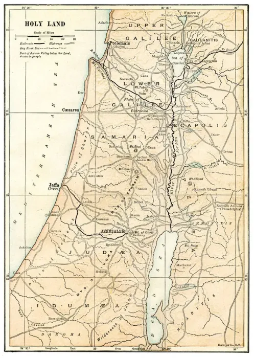 Framed Print : Map of the Holy Land 1898 Framed Print : Map of the Holy Land 1898