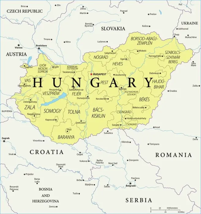 Framed Print : Map of Hungary - Vector Framed Print : Map of Hungary - Vector