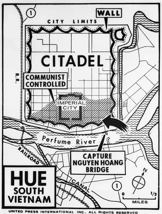 Framed Print : Map Illustrating Forces in the South Vietnamese City of Hue Framed Print : Map Illustrating Forces in the South Vietnamese City of Hue