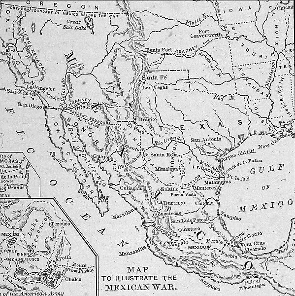 Map Illustrating Mexican-American War